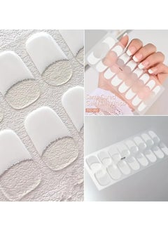 LANGMANNI 16tips UV Semi-Cured Gel Nail Wraps Stickers Strips French Long Lasting Full Cover LED Gel Semi Cured Nail Sliders for Nail Extension  - Image 1
