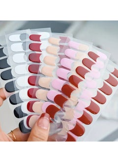 LANGMANNI 16tips UV Semi-Cured Gel Nail Wraps Stickers Strips French Long Lasting Full Cover LED Gel Semi Cured Nail Sliders for Nail Extension  - Image 5