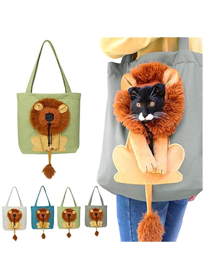 Arabest Pet Canvas Shoulder Carrying Bag, Cute Lion-Shaped Pet Canvas Shoulder Bag Cat Carrier, Portable Cats Small Pet Canvas Tote Chest Bag, Pet Carrier for Small Dogs and Cats Pet Supplies - Image 1