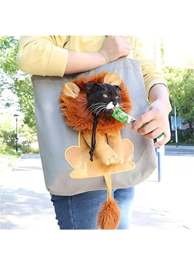 Arabest Pet Canvas Shoulder Carrying Bag, Cute Lion-Shaped Pet Canvas Shoulder Bag Cat Carrier, Portable Cats Small Pet Canvas Tote Chest Bag, Pet Carrier for Small Dogs and Cats Pet Supplies - Image 3
