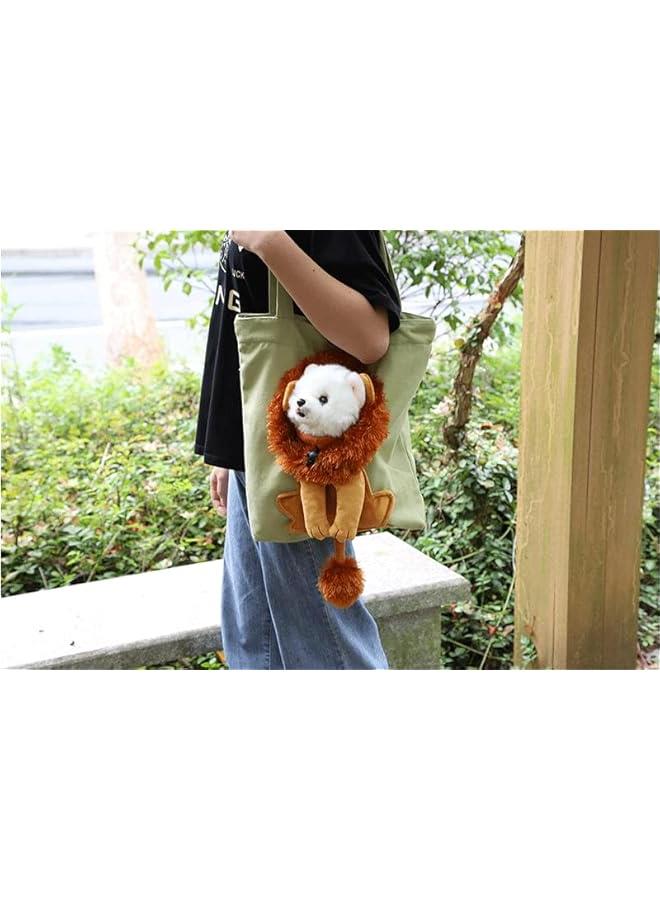 Arabest Pet Canvas Shoulder Carrying Bag, Cute Lion-Shaped Pet Canvas Shoulder Bag Cat Carrier, Portable Cats Small Pet Canvas Tote Chest Bag, Pet Carrier for Small Dogs and Cats Pet Supplies - Image 4