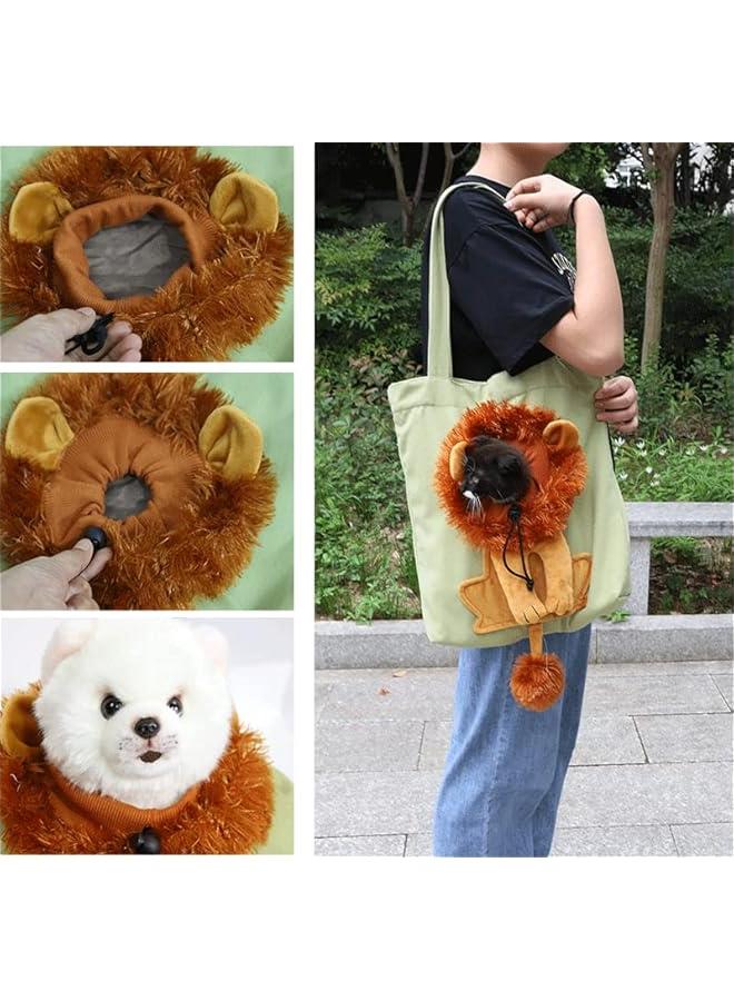 Arabest Pet Canvas Shoulder Carrying Bag, Cute Lion-Shaped Pet Canvas Shoulder Bag Cat Carrier, Portable Cats Small Pet Canvas Tote Chest Bag, Pet Carrier for Small Dogs and Cats Pet Supplies - Image 5