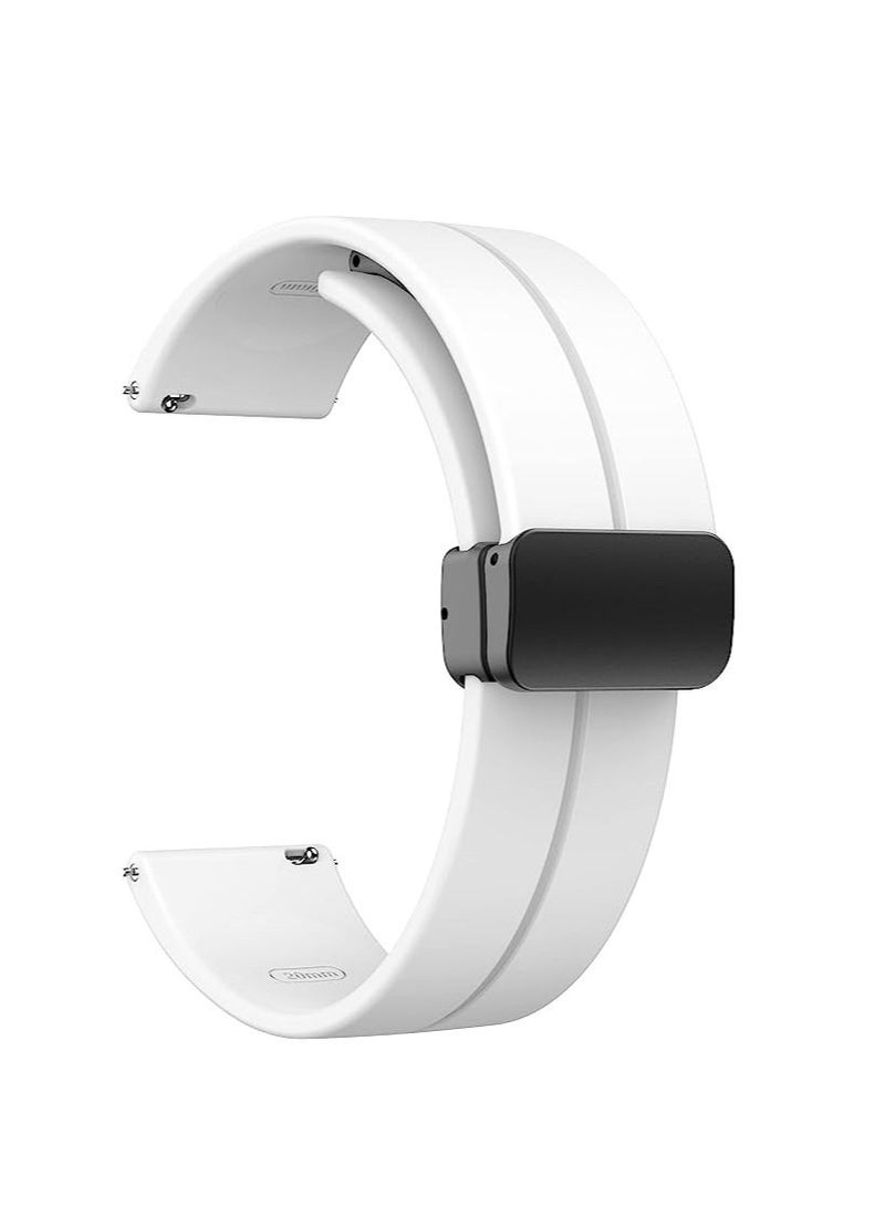 حزام سليكون 20 ملم مع مشبك قابل للطي مغناطيسي لسامسونج أكتيف 2 44 ملم / جالاكسي واتش 3 41 ملم - أبيض - Image 1