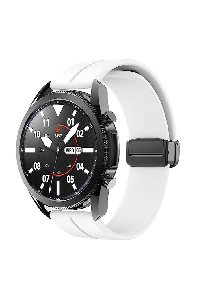 حزام سليكون 20 ملم مع مشبك قابل للطي مغناطيسي لسامسونج أكتيف 2 44 ملم / جالاكسي واتش 3 41 ملم - أبيض - Image 4