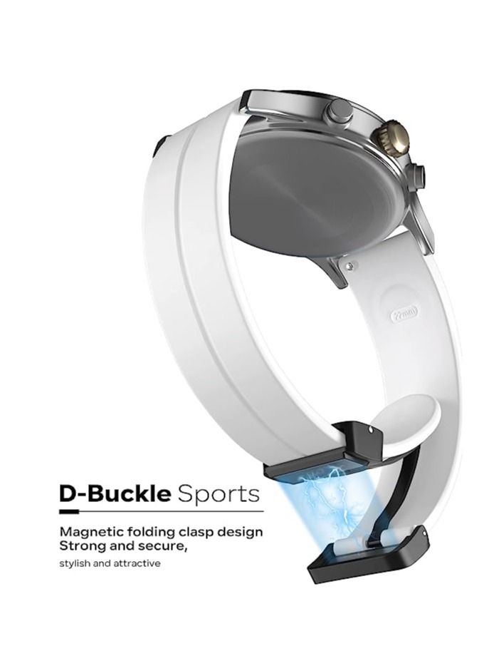 حزام سليكون 20 ملم مع مشبك قابل للطي مغناطيسي لسامسونج أكتيف 2 44 ملم / جالاكسي واتش 3 41 ملم - أبيض - Image 2