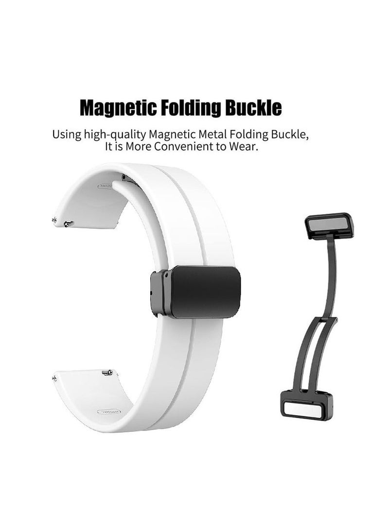 حزام سليكون 20 ملم مع مشبك قابل للطي مغناطيسي لسامسونج أكتيف 2 44 ملم / جالاكسي واتش 3 41 ملم - أبيض - Image 3