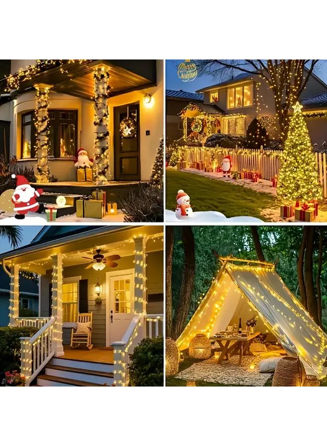 200 مصباح شمسي LED بسلك 22 متر، ضوء دافئ، 8 أوضاع، لحديقة الخارجية والحفلات - Image 3