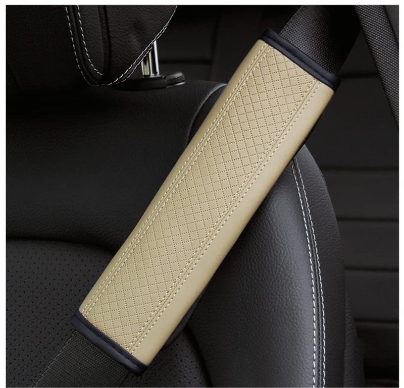 BROGBUS Car Seat Belt Shoulder Pad Cover Car Safety Belt Pad (Cream, Pack of 02) - Image 4
