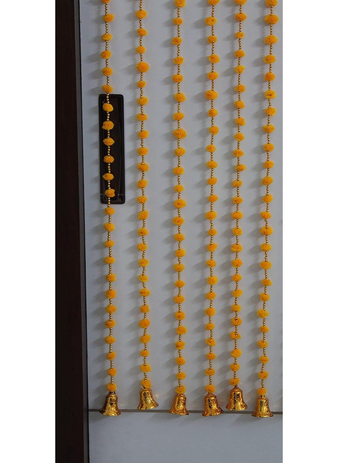 TATHAGATA TATHAGATA Collections Handmade Yellow Strings Pom Pom for DoorWall Hanging Bandhanwar Garland for Decoration Diwali FestivalNavratriWedding 3FT6 Strings 