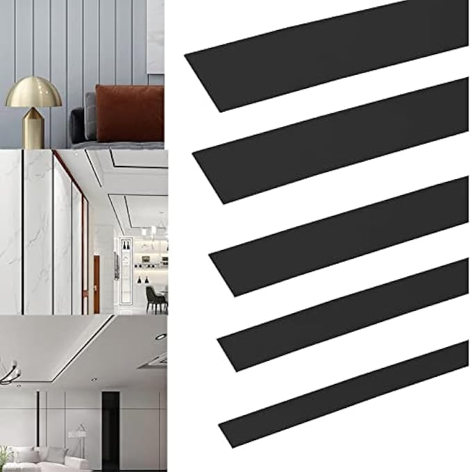 16.4FT BLACK METAL STRIP PEEL AND STICK MIRROR BORDER TRIM STAINLESS SELF ADHESIVE MIRROR EDGE TRIM METALLIC MIRROR LIKE FINISH FOR WALL DECOR BATHROOM MIRROR FRAME BORDER TAPE (0.98IN WIDE) - Image 2