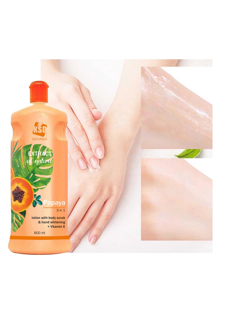 KSD Pack Of 3 Papaya Extract Whitening Hand And Body Lotion With Vitamin E White 600ml  - Image 3