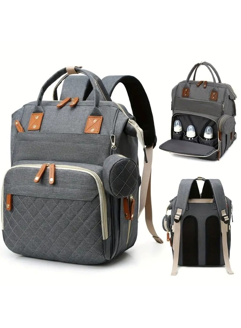 Multifunction Travel Backpack Maternity Baby Changing Bag Large Capacity, Waterproof Grey - Image 1