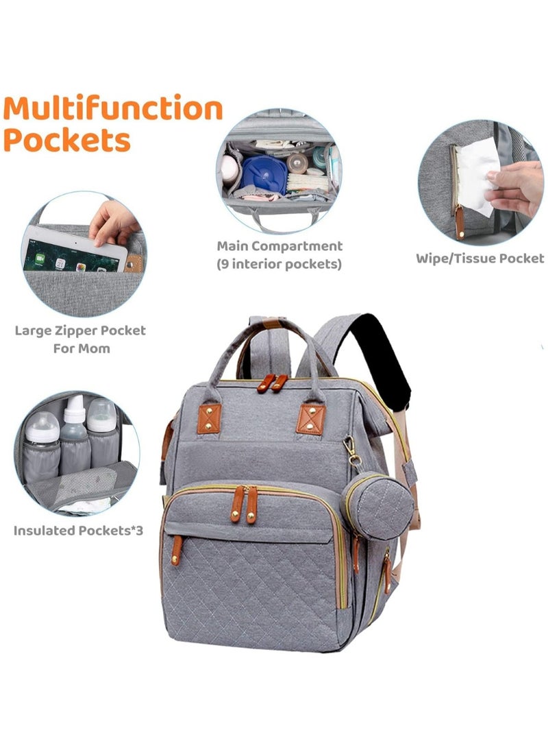 Multifunction Travel Backpack Maternity Baby Changing Bag Large Capacity, Waterproof Grey - Image 4