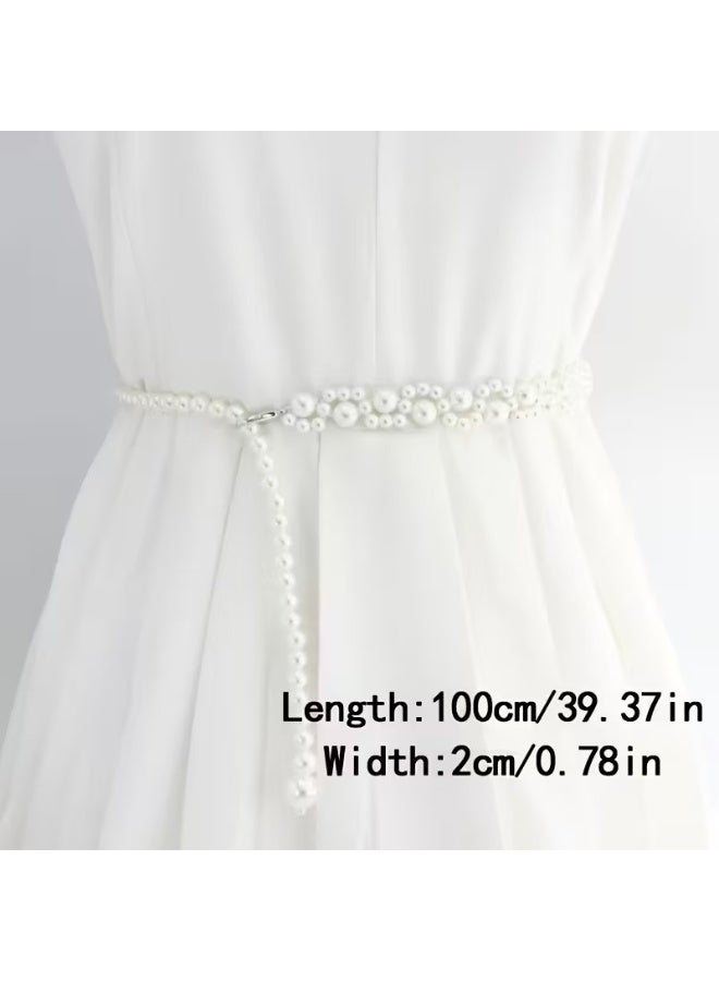 Goolsky Elegant Women'S Adjustable Spring & Summer Dress Waist Belt with Pearl & Rhinestone Design - Perfect for Beach, Night Out, Wedding, Party, and Daily Commute, Casual to Formal Attire, Everyday Accessory | Elegant Waist Belt | Adjustable Waistband, Waist Belt - Image 5