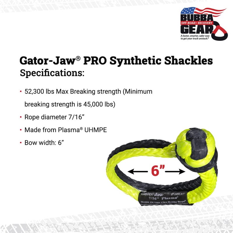 Bubba Rope Gator-Jaw PRO Synthetic Shackle, 7/16â€ â€“ Heavy-Duty Vehicle Tow Shackle: Max 52,300 lbs. Capacity - Yellow - Image 2