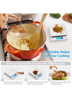 Arabest Digital Kitchen Scale,Mini Pocket Jewelry Scale, Cooking Food Scale, Back-Lit LCD Display, 2 Trays, 6 Units, Auto Off, Stainless Steel, Batteries Included  - Image 5