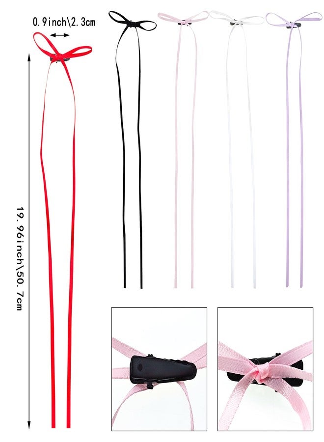 Capiant Extra-long Ribbon Bowknot Hair Clips Pack of 10, Colorful Fine Hair Ribbons with Long Tail for Women - Image 2