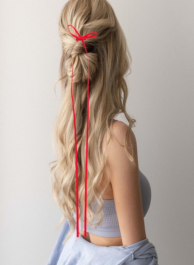 Capiant Extra-long Ribbon Bowknot Hair Clips Pack of 10, Colorful Fine Hair Ribbons with Long Tail for Women - Image 5
