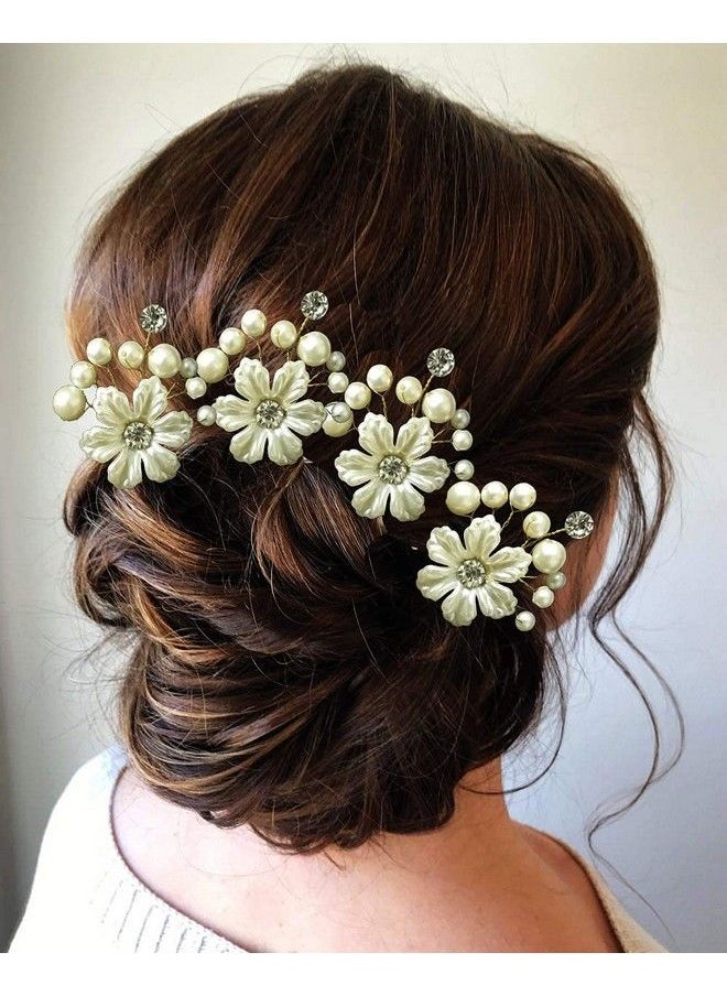 Hair Flare Hair Flare 2145 Women's Girl's Hair Clips Pins Long Short Hair Buns Hair Styles Artificial Flowers Accessories For Weddings Bride- White, Pack of 8  - Image 2