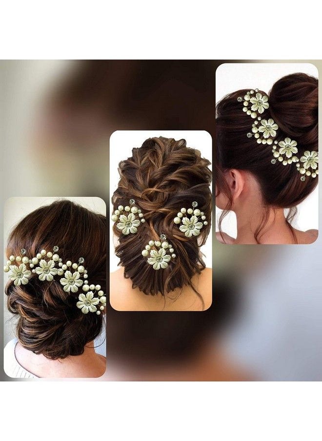 Hair Flare Hair Flare 2145 Women's Girl's Hair Clips Pins Long Short Hair Buns Hair Styles Artificial Flowers Accessories For Weddings Bride- White, Pack of 8  - Image 5