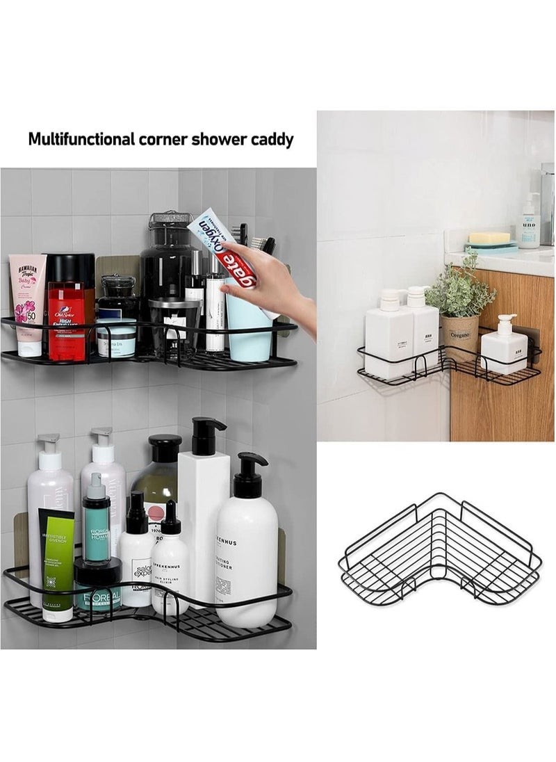 SKY-TOUCH - 2PCS Corner Shower Shelves Self Adhesive No Drilling Wall Mounted Shower Storage Shelf Organizer for your Bathroom, Kitchen and Toilet Iron art - Black - Image 1