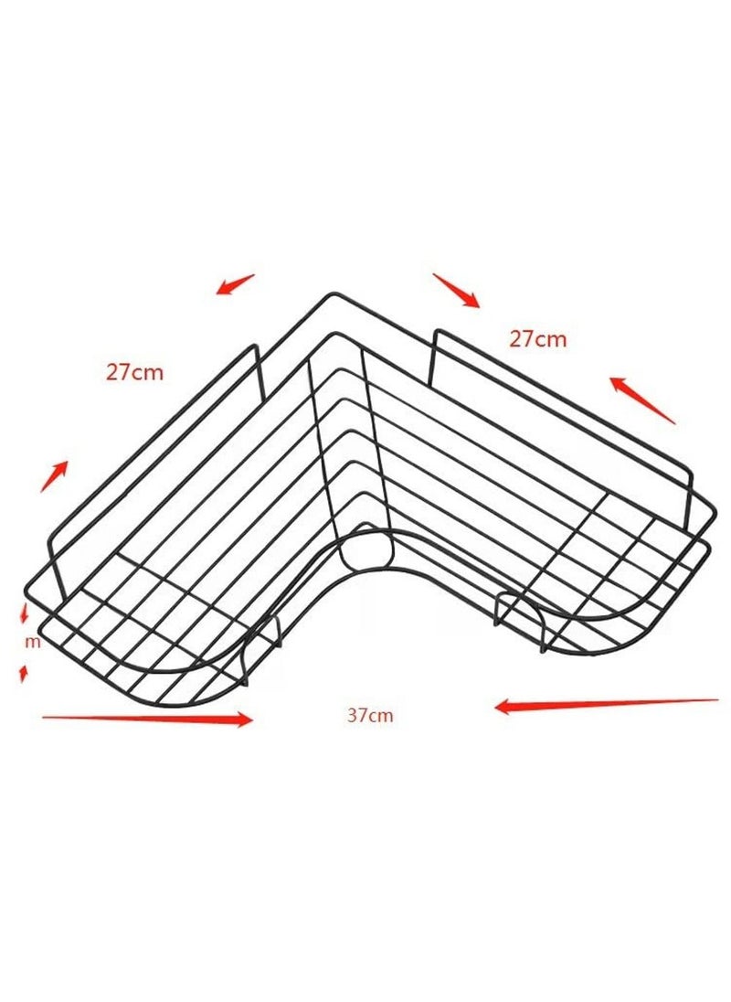 SKY-TOUCH - 2PCS Corner Shower Shelves Self Adhesive No Drilling Wall Mounted Shower Storage Shelf Organizer for your Bathroom, Kitchen and Toilet Iron art - Black - Image 1