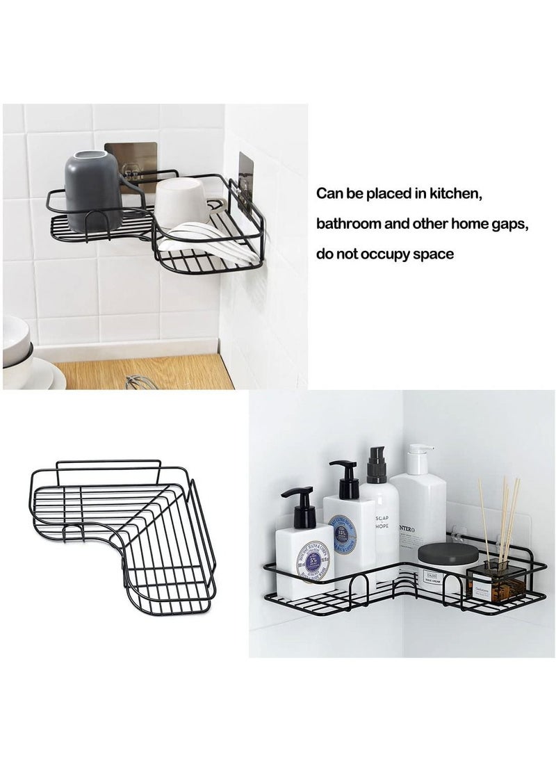 SKY-TOUCH - 2PCS Corner Shower Shelves Self Adhesive No Drilling Wall Mounted Shower Storage Shelf Organizer for your Bathroom, Kitchen and Toilet Iron art - Black - Image 1
