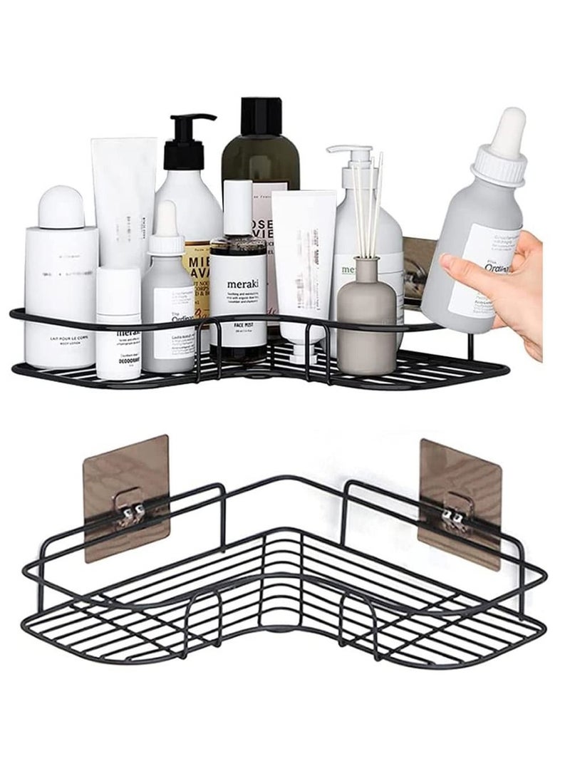 SKY-TOUCH - 2PCS Corner Shower Shelves Self Adhesive No Drilling Wall Mounted Shower Storage Shelf Organizer for your Bathroom, Kitchen and Toilet Iron art - Black - Image 1