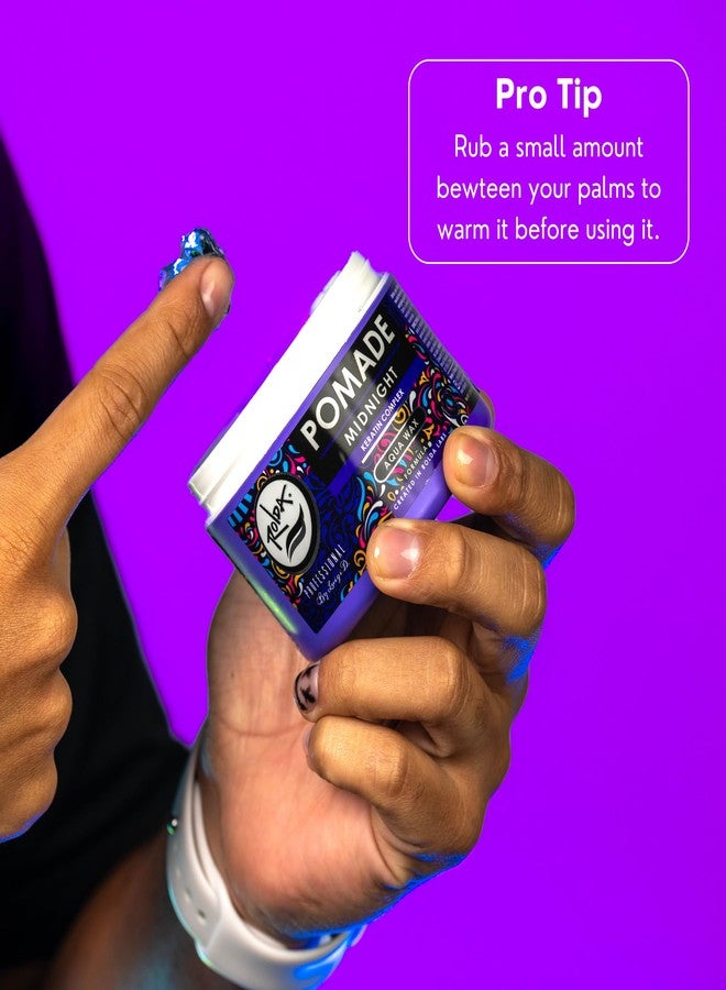 Rolda Midnight Hair Pomade for Men - Water-Based & Flake-Free Men's Hair Products with Medium Hold & Shine - Made with a Strengthening Keratin Complex - Non-Greasy & Residue-Free (5.29 oz) - Image 4