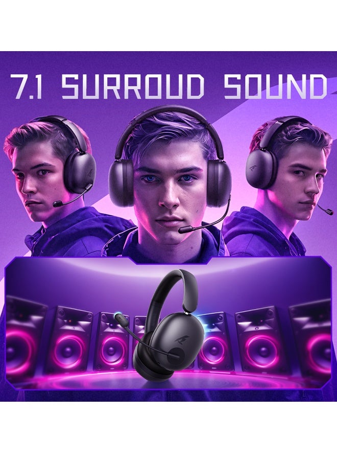 Picun 2.4G Wireless Gaming Headset, 7.1 Surround Sound,2.4GHz USB Gaming Headphones Bluetooth ENC Noise Canceling Mic, Bluetooth Headset for PC PS5 PS4 Mac Switch  - Image 2