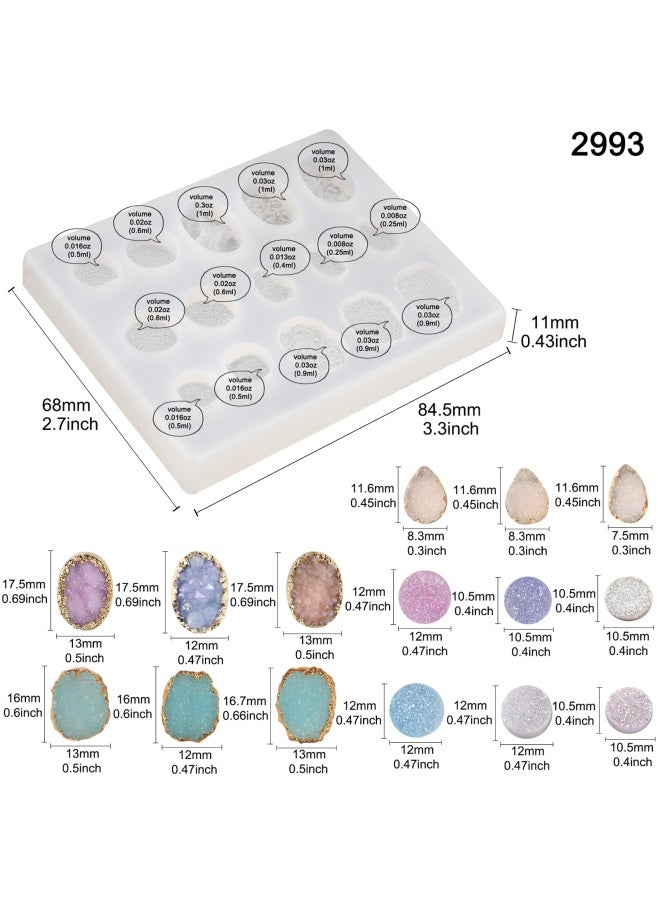 FUNSHOWCASE Funshowcase Druzy Agate Epoxy Resin Silicone Molds Set Jewelry Making Kits For Geode Cabochon Gemstone Necklace Pendant Earrings Bracelet Charms 33 Shapes 0.35 1.65Inch  - Image 2