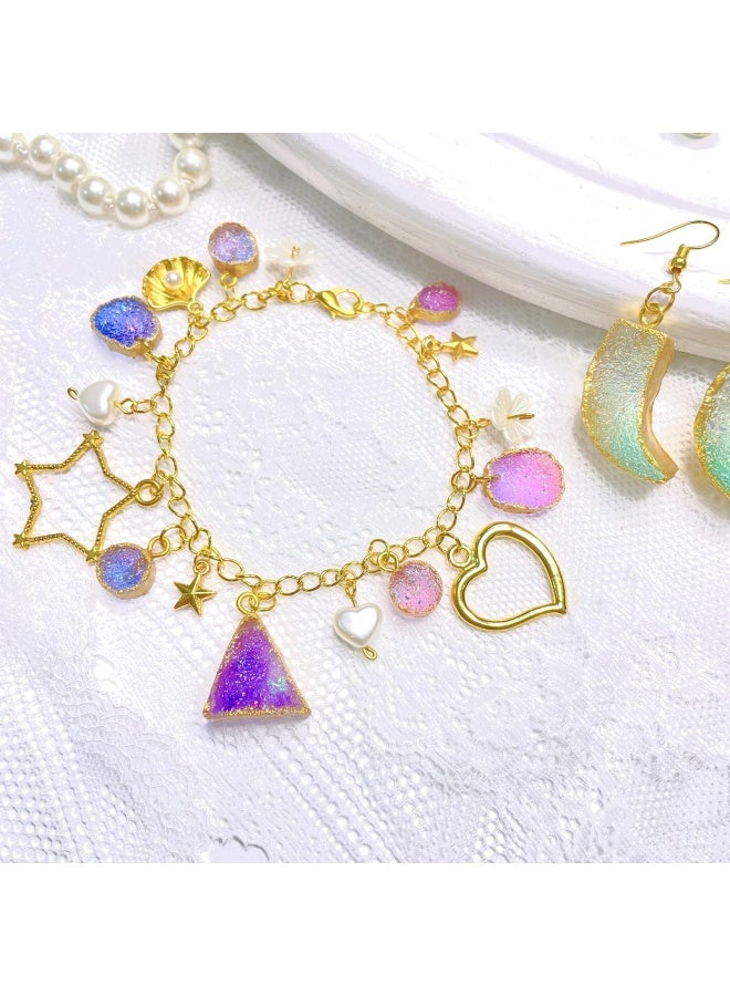 FUNSHOWCASE Funshowcase Druzy Agate Epoxy Resin Silicone Molds Set Jewelry Making Kits For Geode Cabochon Gemstone Necklace Pendant Earrings Bracelet Charms 33 Shapes 0.35 1.65Inch  - Image 4