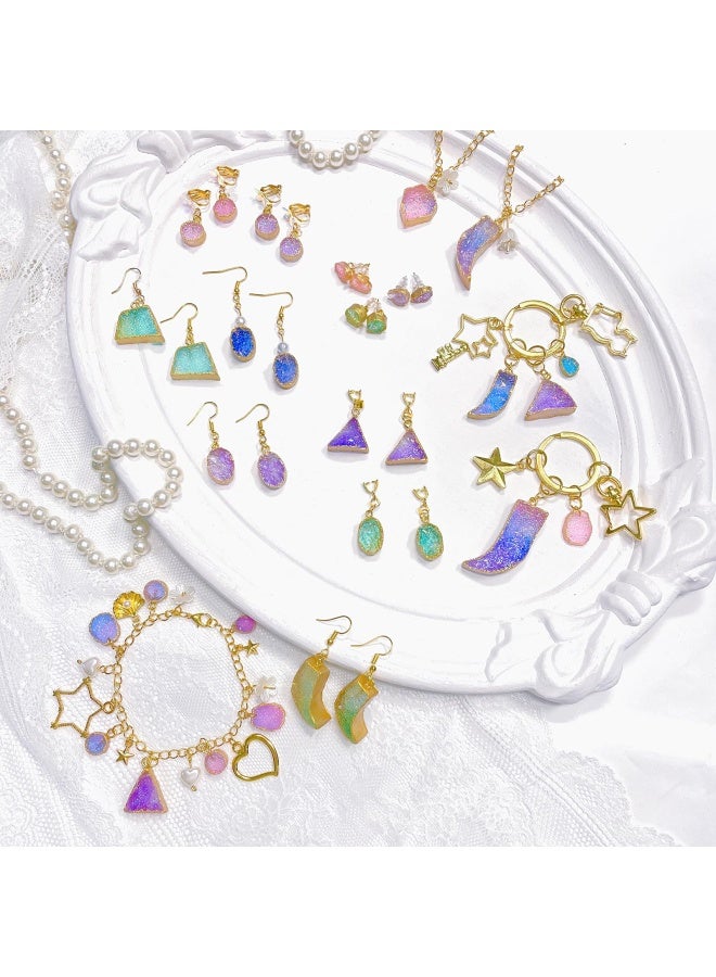 FUNSHOWCASE Funshowcase Druzy Agate Epoxy Resin Silicone Molds Set Jewelry Making Kits For Geode Cabochon Gemstone Necklace Pendant Earrings Bracelet Charms 33 Shapes 0.35 1.65Inch  - Image 5