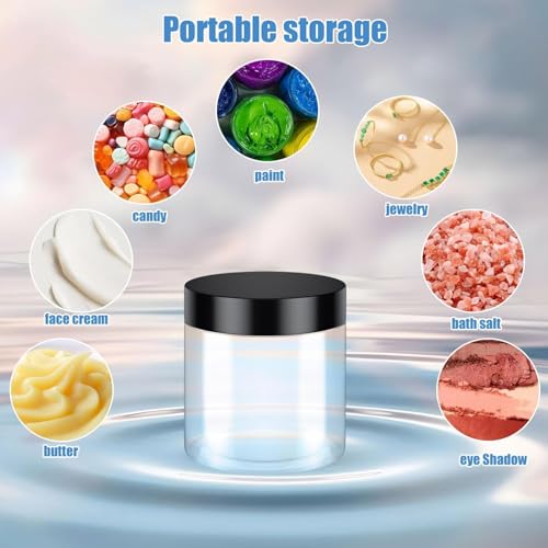 OBKJJ 60 Pack 4 Oz Plastic Containers with Lids, OBKJJ Clear Travel Size Leak Proof Makeup Travel Containers BPA Free Cosmetic Slime Jars for Lotion, Cream, Body Butter, Makeup, Ointments (60) - Image 4