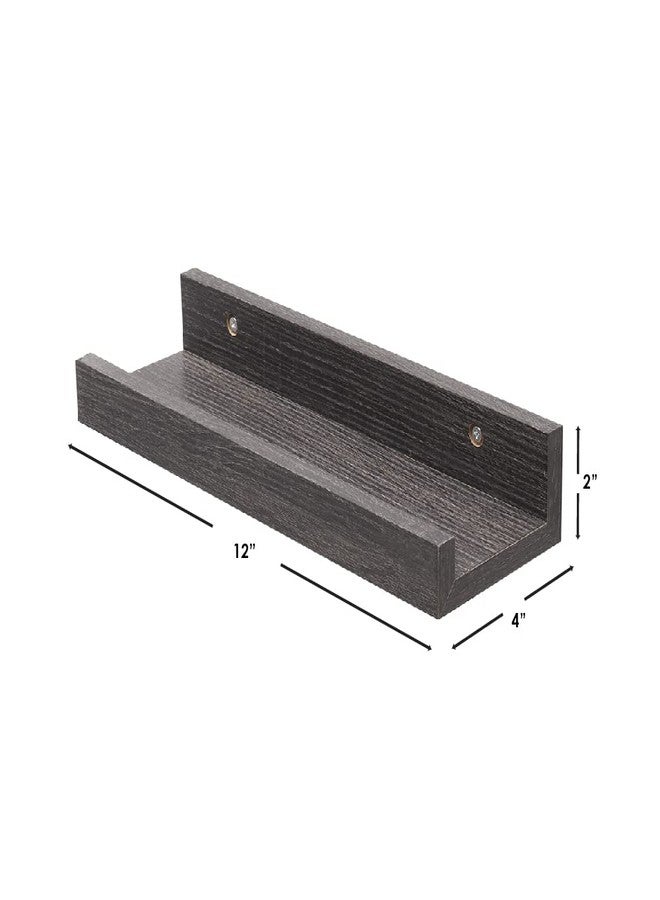 Home Basics 12" Minimalist Design Floating Shelf with a Picture Ledge by Home Basics | Wall Shelves for Bathroom, Living Room, Bedroom, Kitchen Decor, Shelves with No Visible Hardware (Onyx) - Image 5