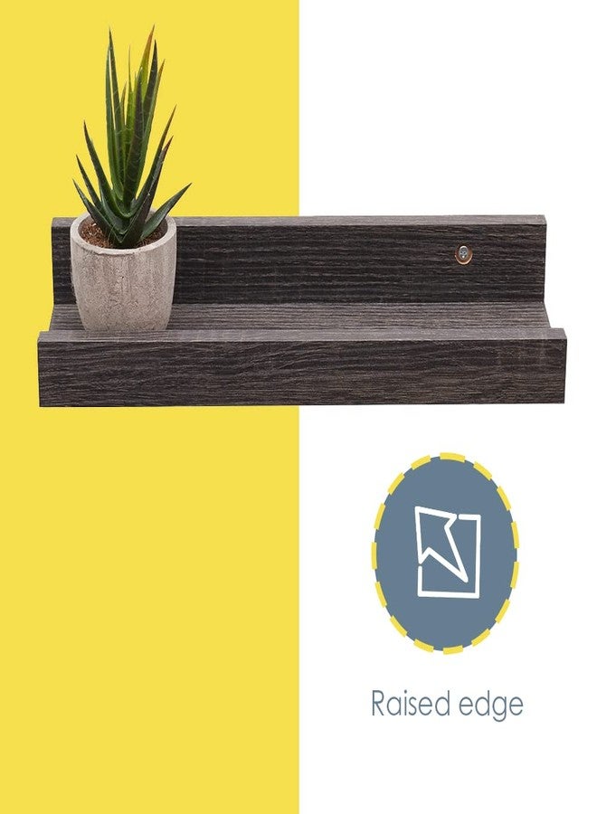 Home Basics 12" Minimalist Design Floating Shelf with a Picture Ledge by Home Basics | Wall Shelves for Bathroom, Living Room, Bedroom, Kitchen Decor, Shelves with No Visible Hardware (Onyx) - Image 3
