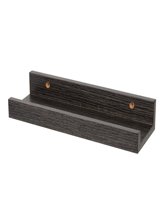 Home Basics 12" Minimalist Design Floating Shelf with a Picture Ledge by Home Basics | Wall Shelves for Bathroom, Living Room, Bedroom, Kitchen Decor, Shelves with No Visible Hardware (Onyx) - Image 1