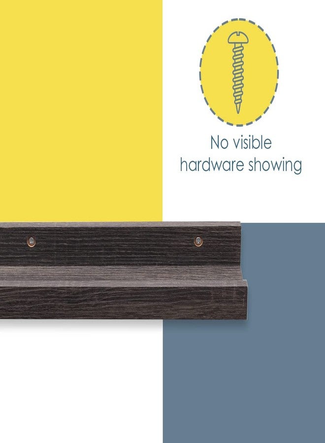 Home Basics 12" Minimalist Design Floating Shelf with a Picture Ledge by Home Basics | Wall Shelves for Bathroom, Living Room, Bedroom, Kitchen Decor, Shelves with No Visible Hardware (Onyx) - Image 4