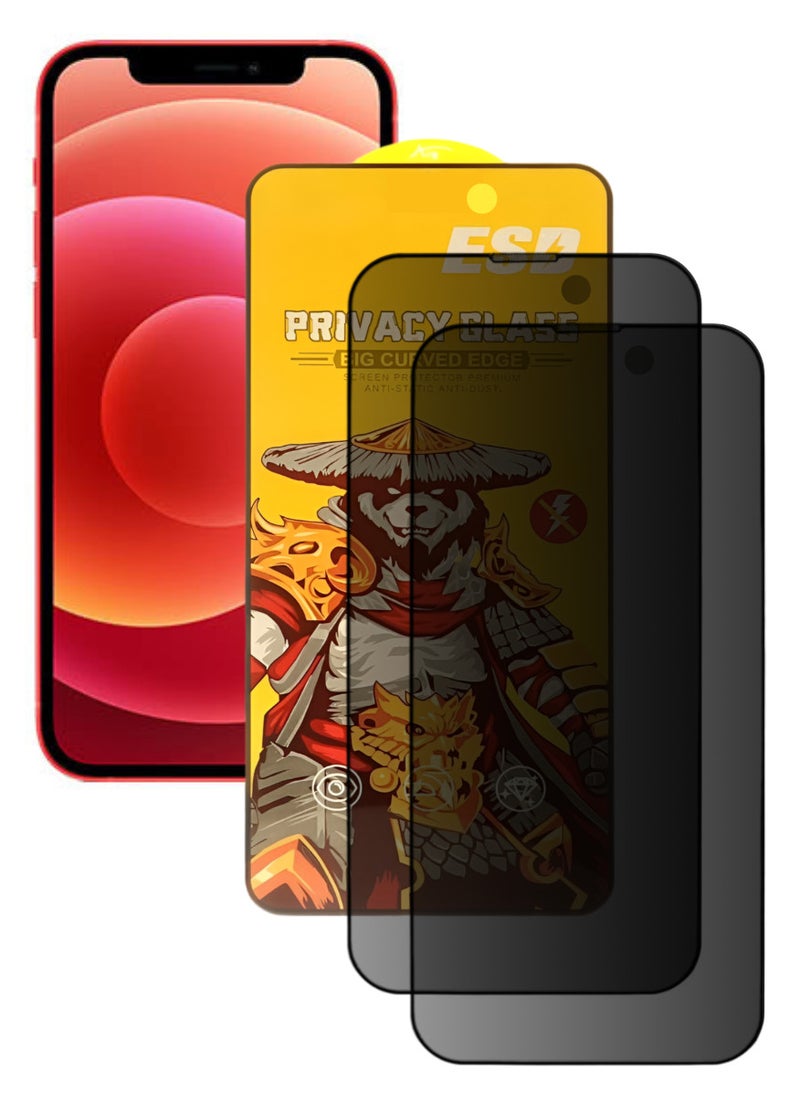 ESD 2 Pieces Tempered Dustproof Privacy Glass Screen Protector Compatible For iPhone 12 - Image 1