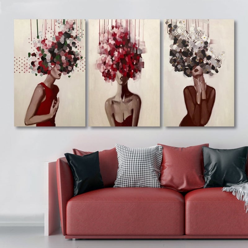 Marktna Three modern-designed canvas panels with a hollow frame, measuring (120×60), three pieces - Image 1