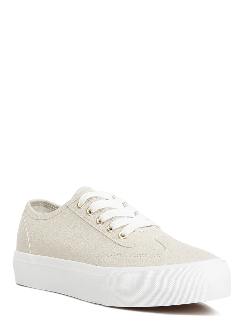 London Rag Off-White Faux Leather Flatform Sneakers