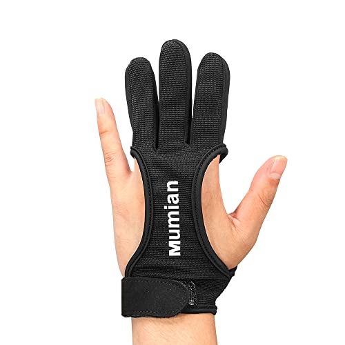 Mumian Archery Glove,Protective Leather Gloves for Recurve Bow and Compound Bow Men and Women,Finger Tab for Hunting Bow with Archery Equipment and Protective Gear Accessories (XL, Black) - Image 1