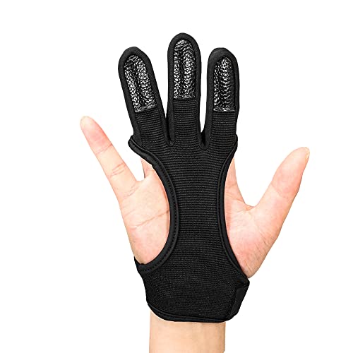 Mumian Archery Glove,Protective Leather Gloves for Recurve Bow and Compound Bow Men and Women,Finger Tab for Hunting Bow with Archery Equipment and Protective Gear Accessories (XL, Black) - Image 2