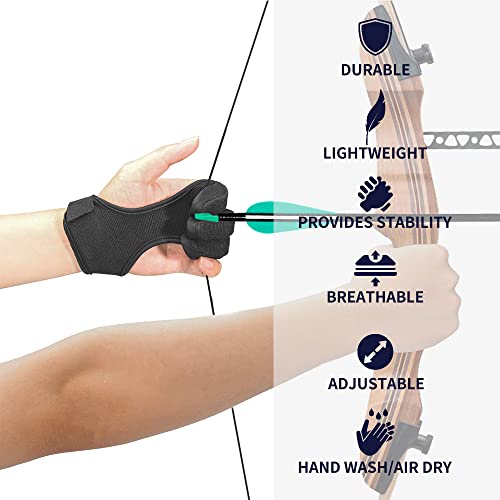 Mumian Archery Glove,Protective Leather Gloves for Recurve Bow and Compound Bow Men and Women,Finger Tab for Hunting Bow with Archery Equipment and Protective Gear Accessories (XL, Black) - Image 4