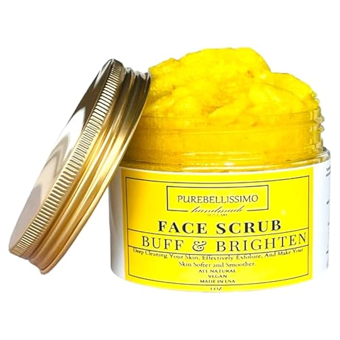 PUREBELLISSIMO Natural Turmeric Facial Exfoliant with Niacinamide and Shea - Fragrance Free Face Sugar Scrub for Glowing Skin - Image 1