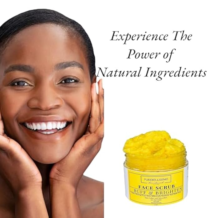 PUREBELLISSIMO Natural Turmeric Facial Exfoliant with Niacinamide and Shea - Fragrance Free Face Sugar Scrub for Glowing Skin - Image 5