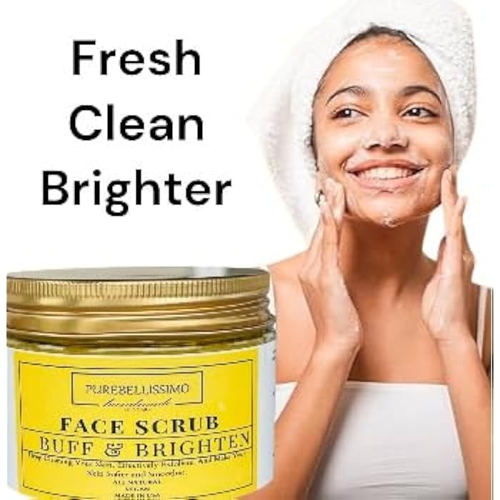 PUREBELLISSIMO Natural Turmeric Facial Exfoliant with Niacinamide and Shea - Fragrance Free Face Sugar Scrub for Glowing Skin - Image 2