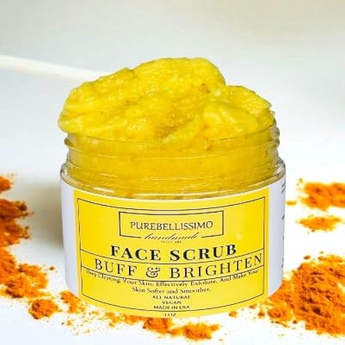 PUREBELLISSIMO Natural Turmeric Facial Exfoliant with Niacinamide and Shea - Fragrance Free Face Sugar Scrub for Glowing Skin - Image 3