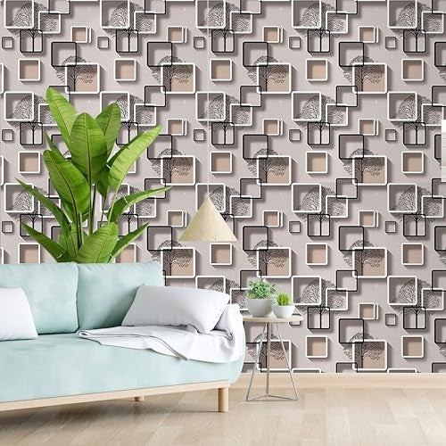Eurotex Textured PVC Vinyl Coated 3D Wallpaper Home Decoration White n Peach (57sqft/Per roll)-8132 - Image 1