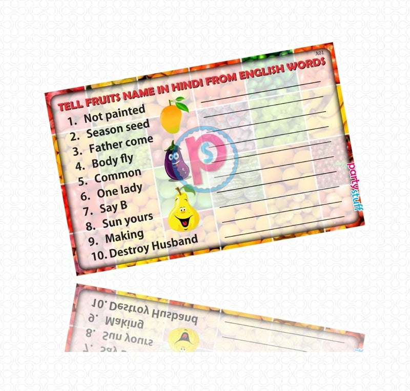 PartyStuff Paper Games - Tell Fruit Names (8 Piece) - Image 2